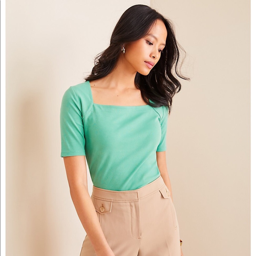 Ann Taylor SQUARE NECK LUXE TEE